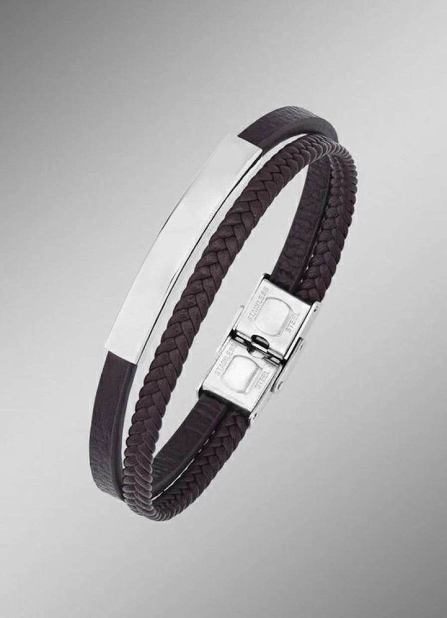 Schmuch&Uhren BADER | Modernes Leder-Armband Mit Edelstahl