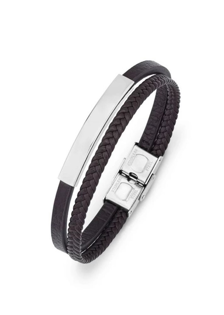 Schmuch&Uhren BADER | Modernes Leder-Armband Mit Edelstahl