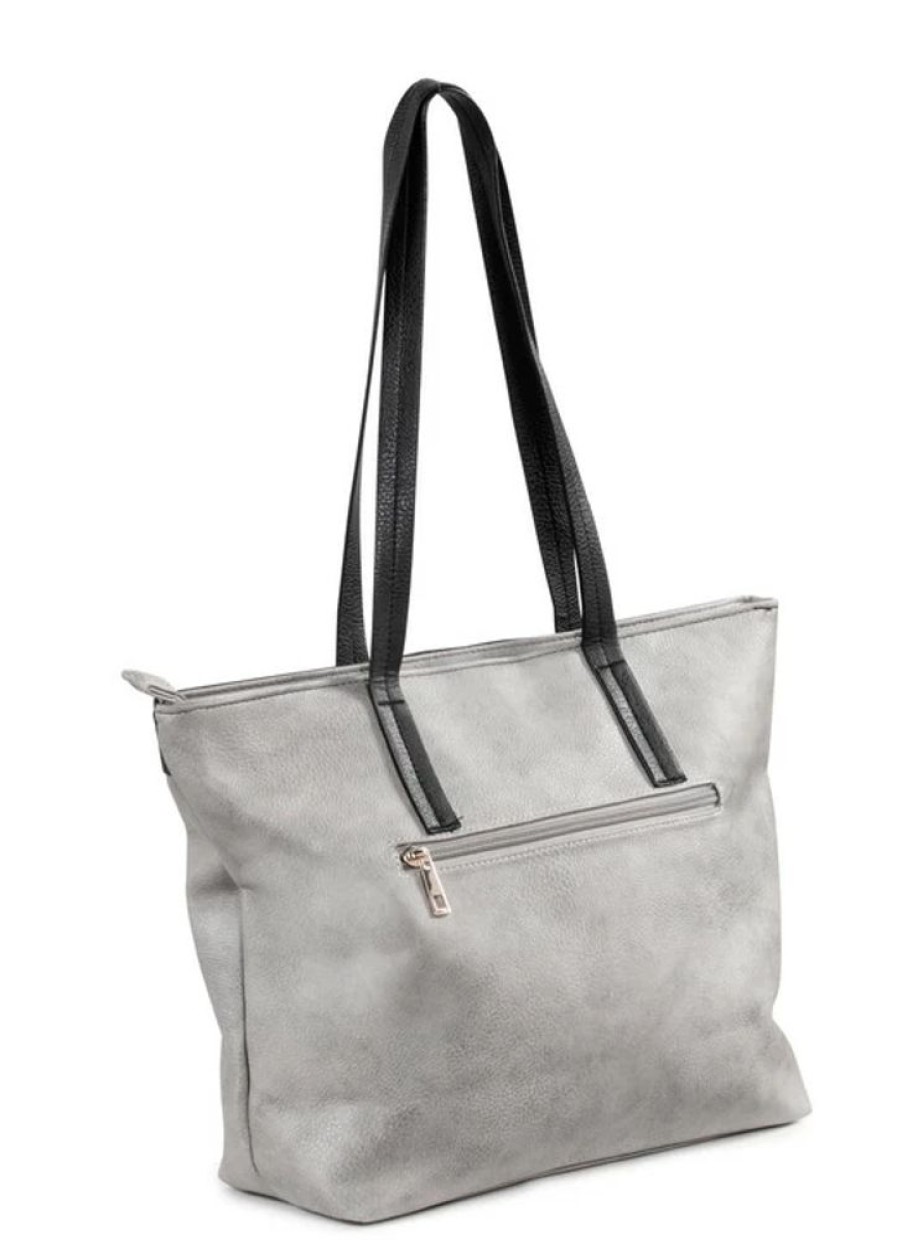 Damenmode BADER | Shopper-Tasche Mit Metallisch Schimmerndem Lamellen-Einsatz