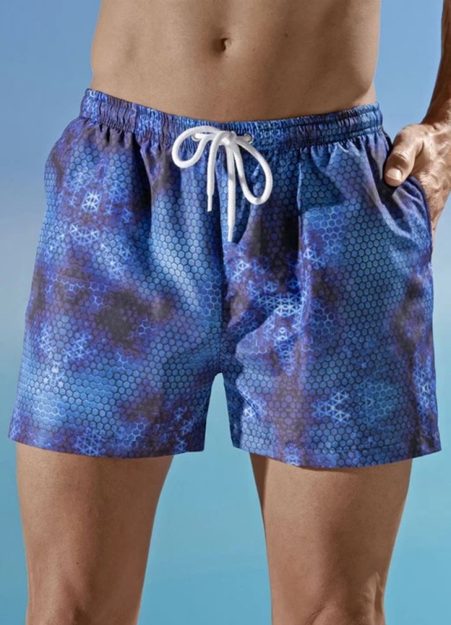 Herrenmode BADER | Badeshorts Allover Dessiniert, Microfaser