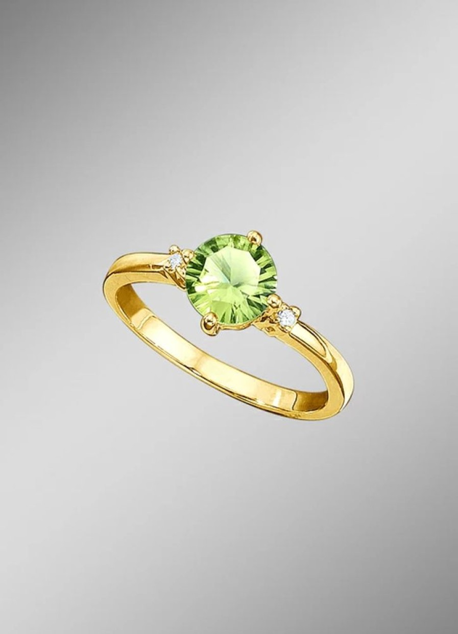 Schmuch&Uhren BADER | Massiver Damenring Mit Echt Peridot Und 2 Diamanten