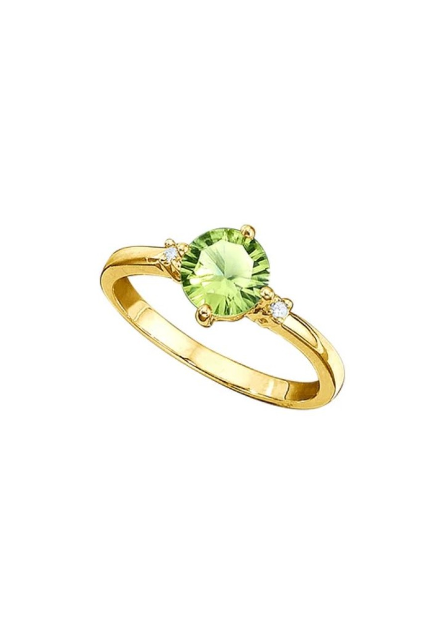 Schmuch&Uhren BADER | Massiver Damenring Mit Echt Peridot Und 2 Diamanten