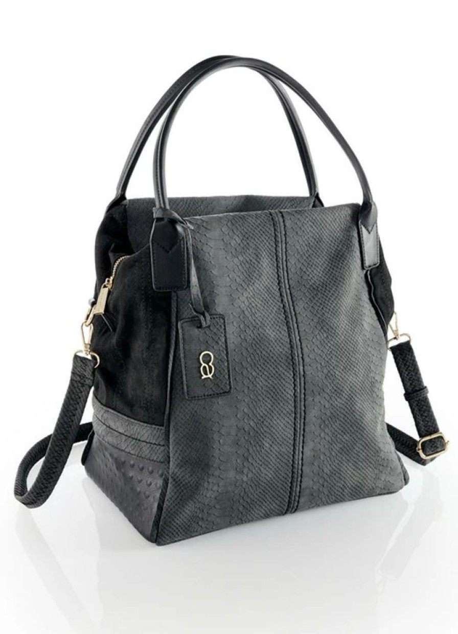 Damenmode BADER | Collezione Alessandro Tasche Aus Teilweise Reptilgepragtem Veloursmaterial