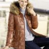 Damenmode BADER | Lederjacke Mit Webpelzbesatz