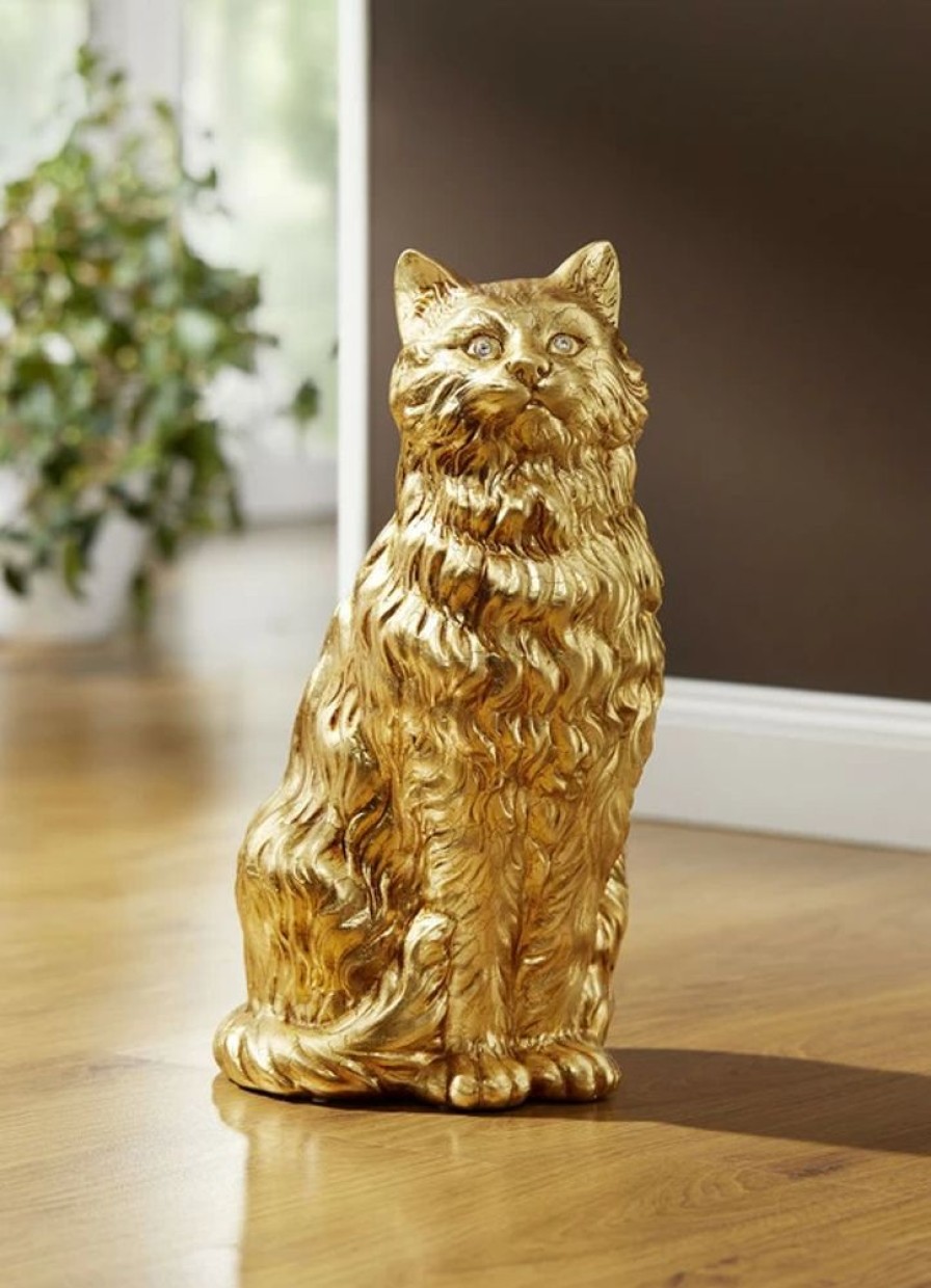 Dekoration BADER | Katze Mit Blattgold Und Strass-Steinen