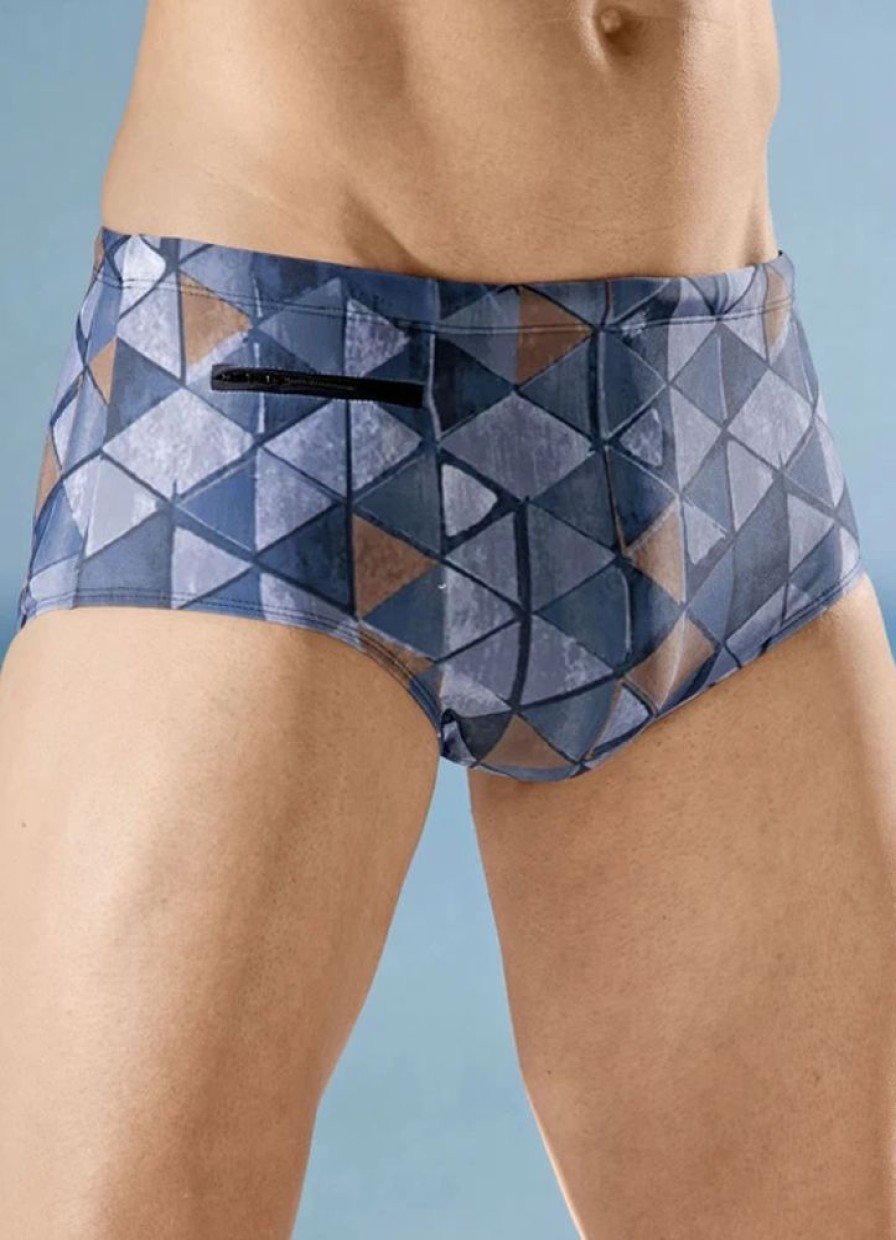 Herrenmode BADER | Badehose In Hoherer Slipform Mit Reisverschlusstasche