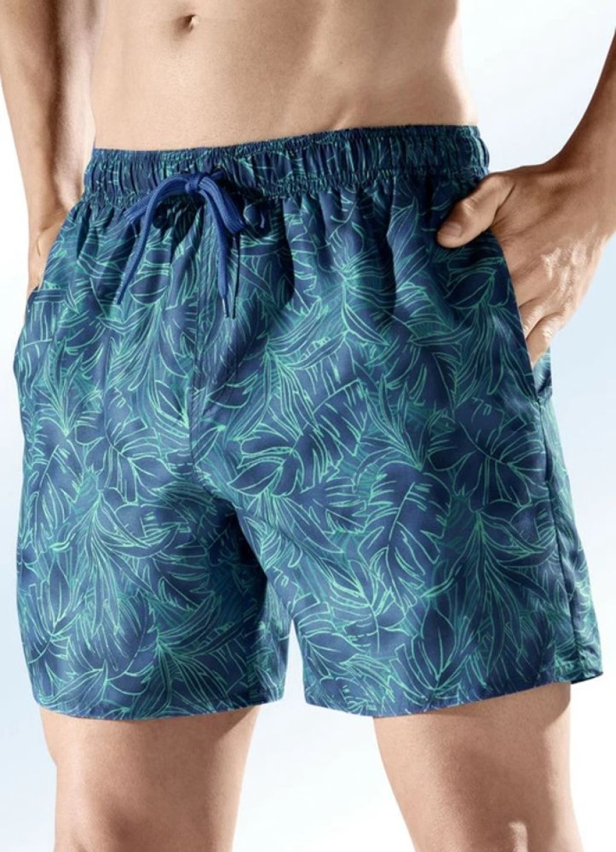 Herrenmode BADER | Badeshorts Allover Dessiniert, Microfaser