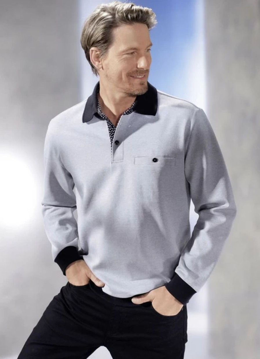 Herrenmode BADER | Poloshirt Mit Kontrastblende