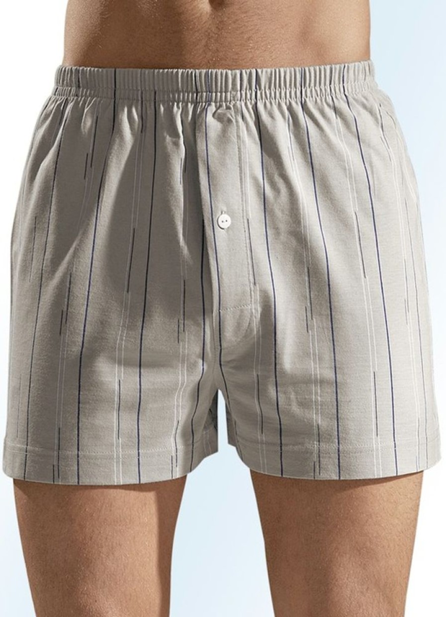 Herrenmode BADER | Viererpack Boxershorts, Mit Eingriff, Uni Gestreift