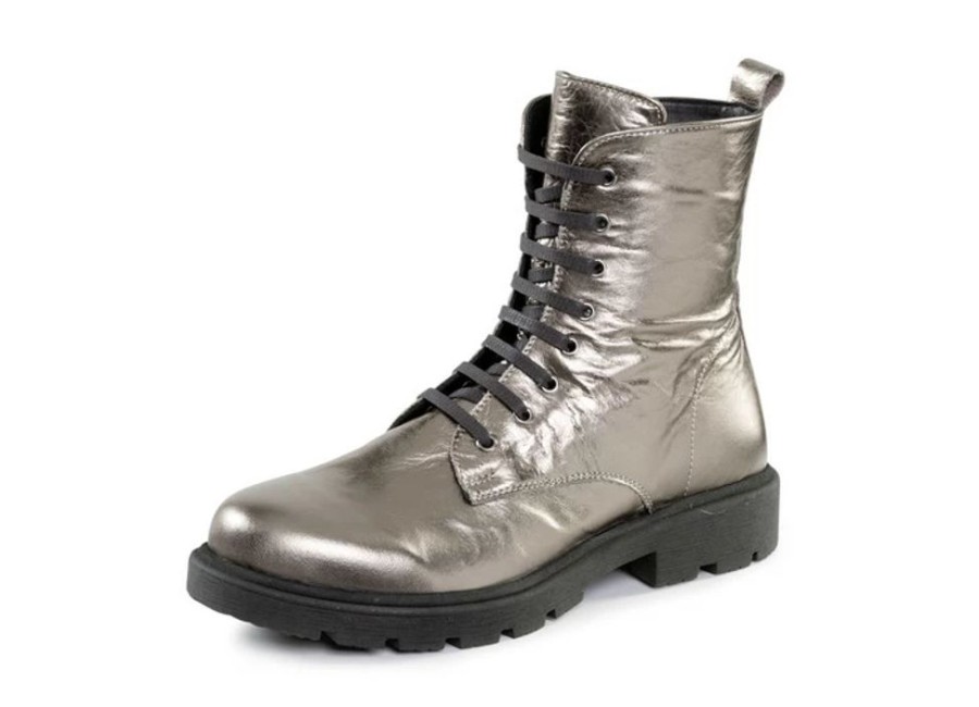 Damenmode BADER | Andrea Conti Schnur-Bootie Aus Weichem Metallic-Nappaleder