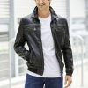 Herrenmode BADER | Lederblouson Mit Steh-Umlegekragen