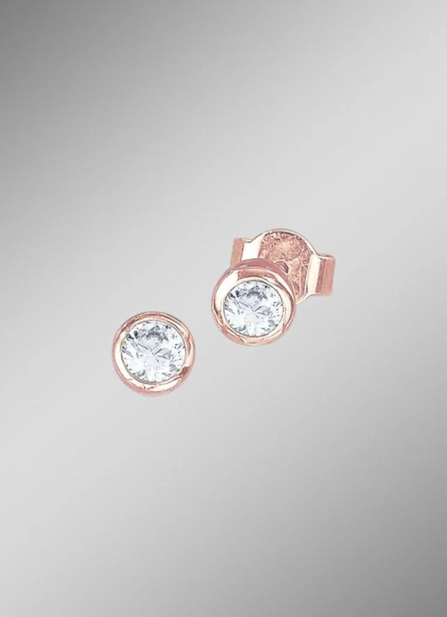 Schmuch&Uhren BADER | Hochglanzende Ohrstecker In Rosegold Mit Brillanten