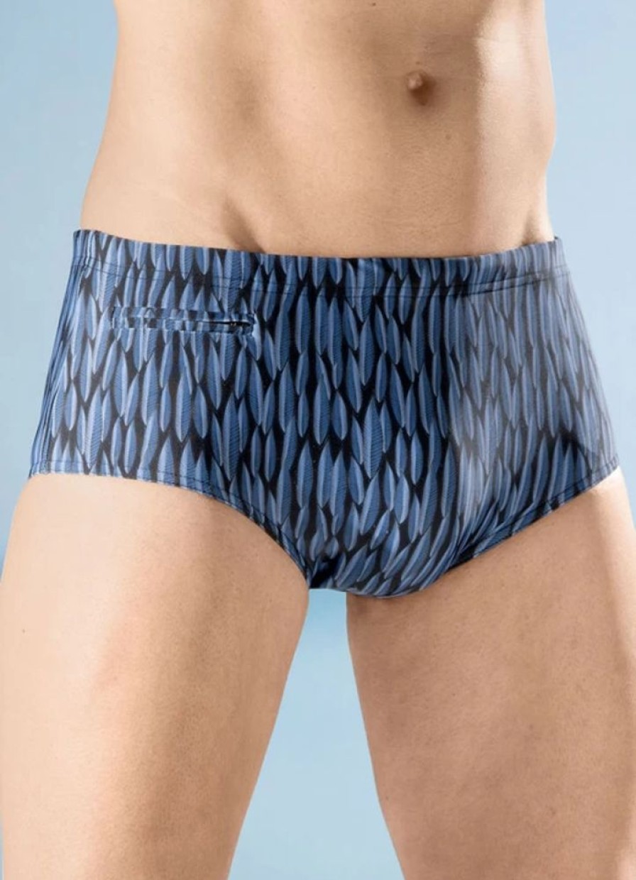 Herrenmode BADER | Badehose In Hoherer Slipform Mit Reisverschlusstasche