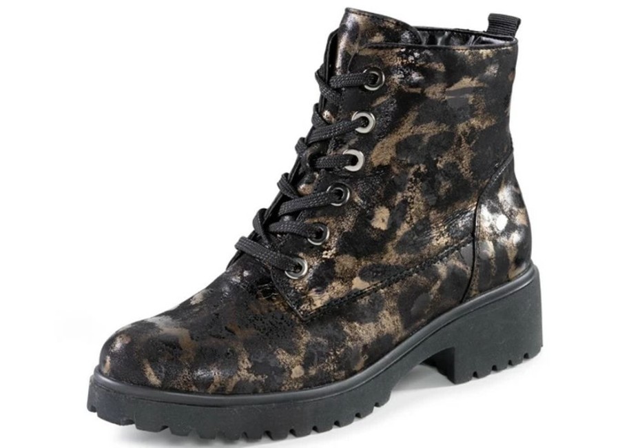 Damenmode BADER | Waldlaufer Schnur-Stiefelette Mit Leo-Print