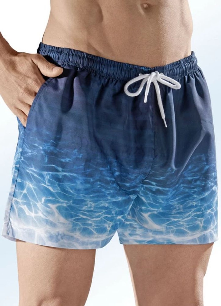 Herrenmode BADER | Badeshorts, Gesastasche Mit Klettverschluss, Microfaser