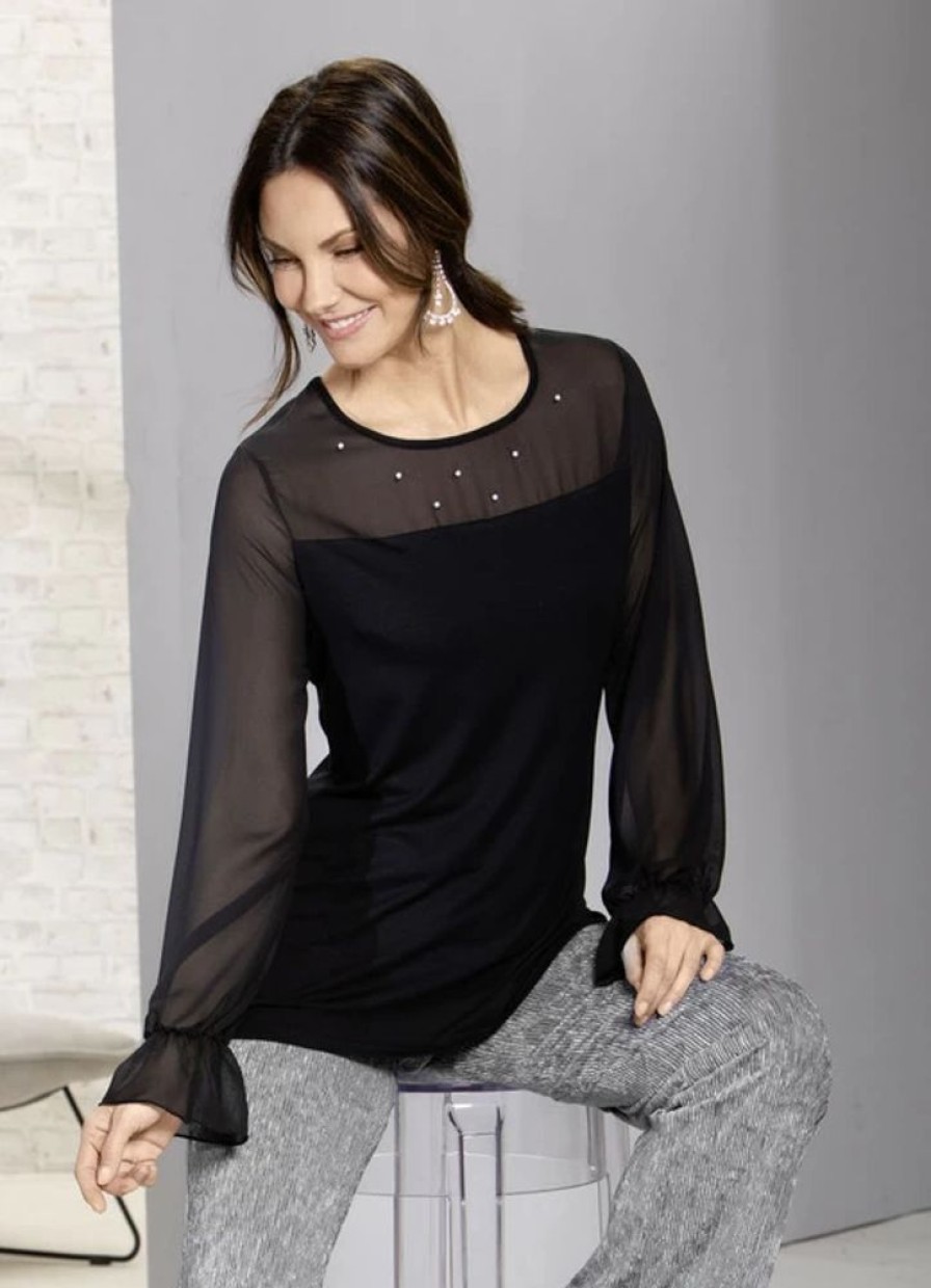 Damenmode BADER | Exzellentes Shirt Mit Chiffon-Verarbeitung