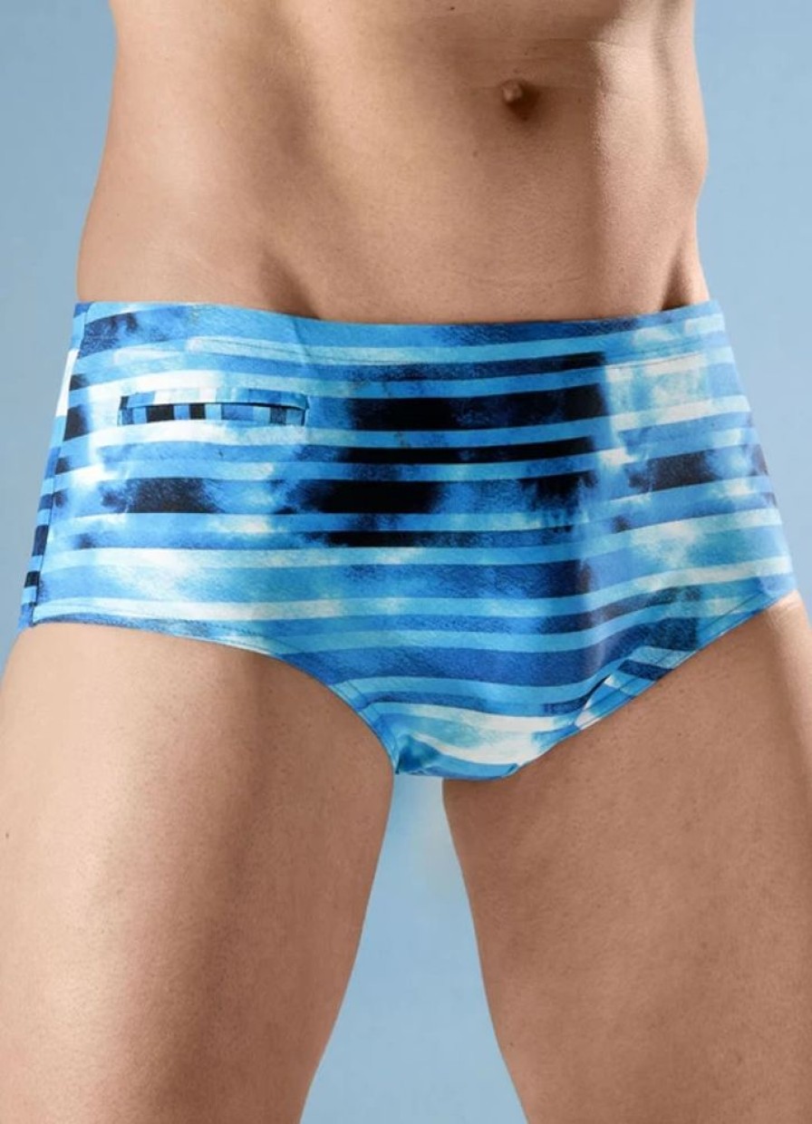 Herrenmode BADER | Badehose In Hoherer Slipform Mit Streifendessin