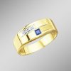 Schmuch&Uhren BADER | Herrenring In Bicolor Mit Diamant Und Echt Blauem Safir